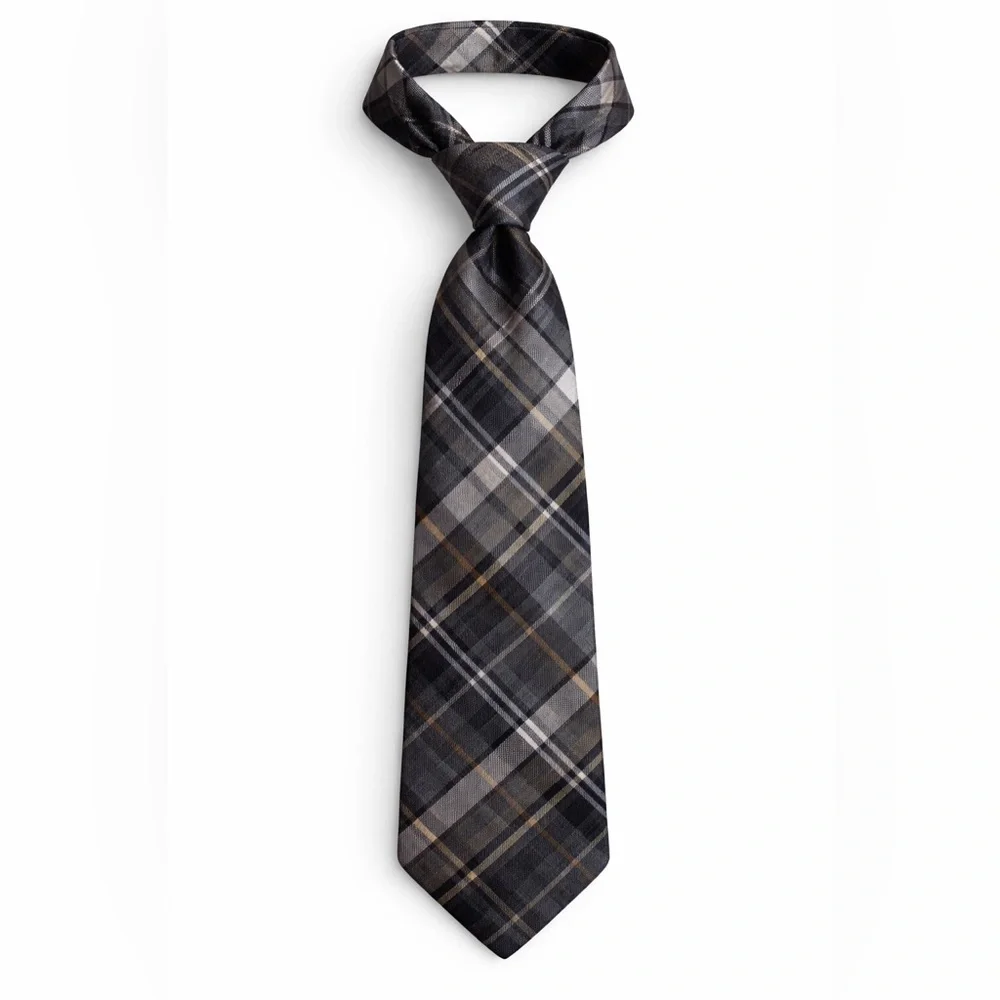 Tommy Hilfiger Gray Plaid Wool Tie